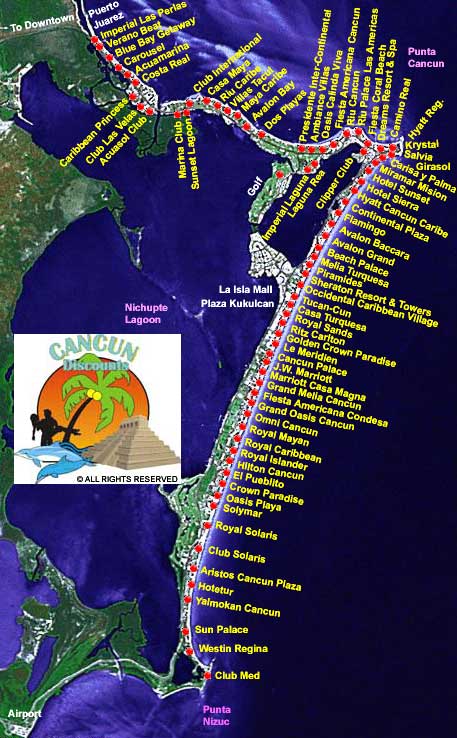hotel zone map cancun. Our Cancun Hotel Zone Map is