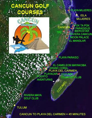 Cancun and Riviera Maya Golf Courses Map