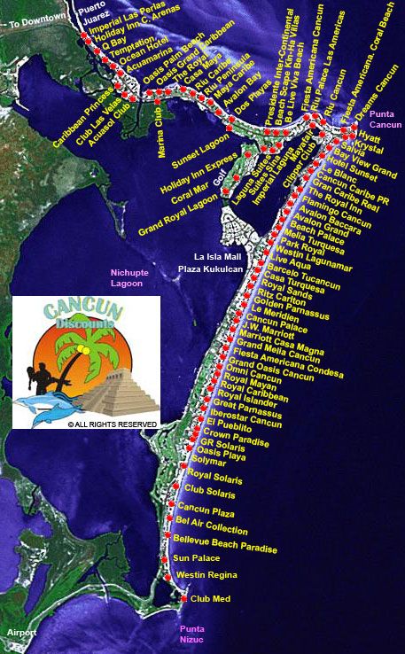 Cancun Hotel Map Map Of Cancun Hotels