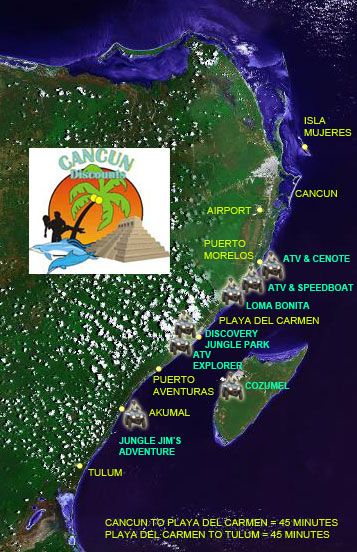 ATV Tour Map, Cancun, Riviera Maya